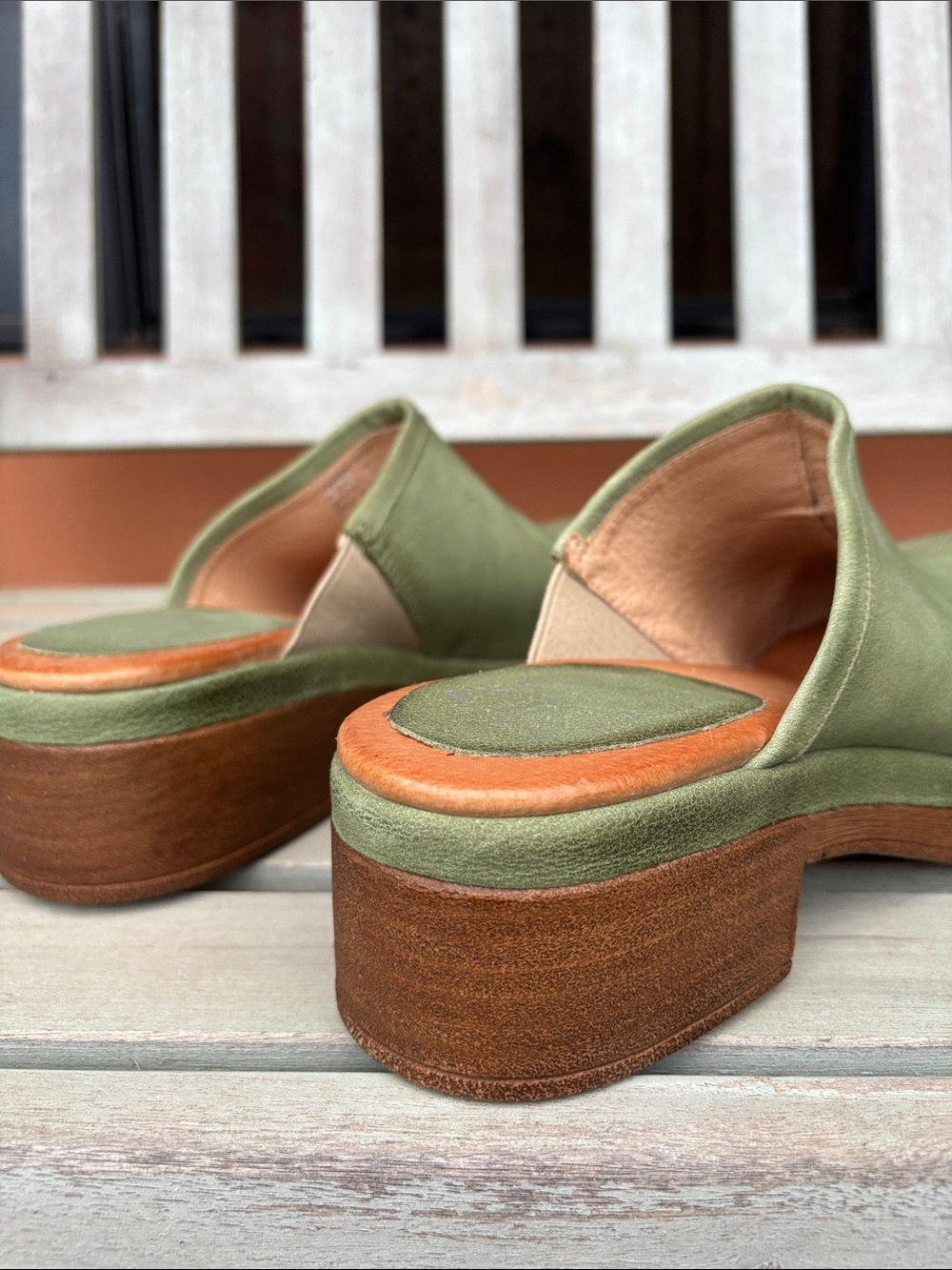 Miz Mooz (39) Lunea Olive Green Leather Comfort Slip-On Mule Clogs - Picture 9 of 14
